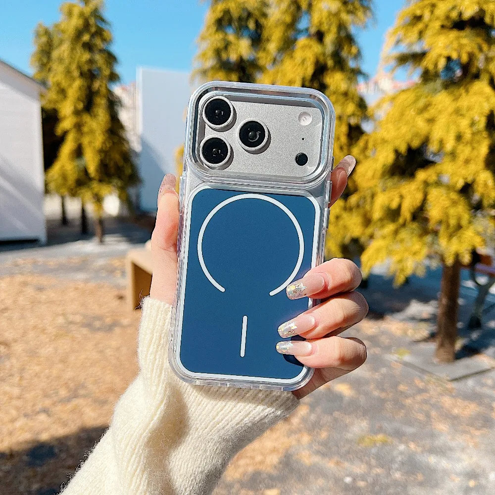 (iphone 16 Plus, Azul) Funda Transparente Con Carga Inalámbrica Magsafe Para Iphone
