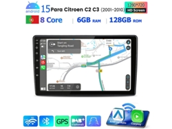 Gps Rádio Android Multimédia V1 Para Citroën C2/c3 2001 2010 4g Wi Fi Carplay Android Auto Sem Fios 128gb 8 Núcleos