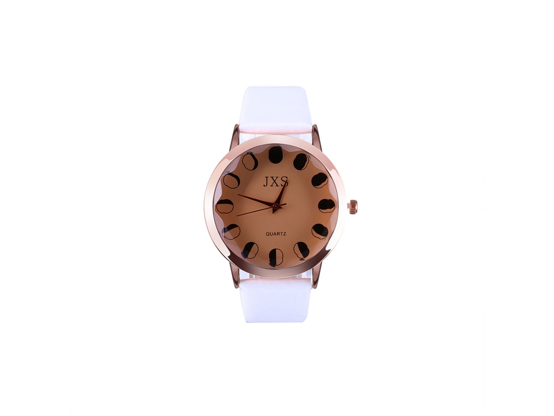 Reloj De Pulsera De Moda Para Mujer Con Correa De Pu Y Esfera Redonda, Cuarzo Analógico, Blanco.