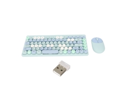 Combo Teclado E Mouse Sem Fio 2.4ghz 86 Teclas Colorido Com Receptor Usb Windows Pc Laptop Azul