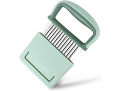 Cortador de verduras ondulado de acero inoxidable con mango protector, herramienta para cortar patatas Everley891 (verde)