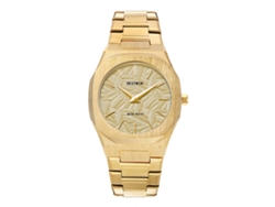 Reloj de cuarzo para hombre con hojas en relieve MDUG (dorado)