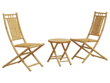 Conjunto 3 de mesa y sillas de jardín VIDAXL bambú