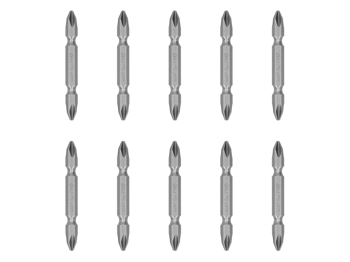 10 destornilladores Phillips de doble cabeza magnéticos fuertes, punta S1/4, herramienta manual eléctrica de 65 mm