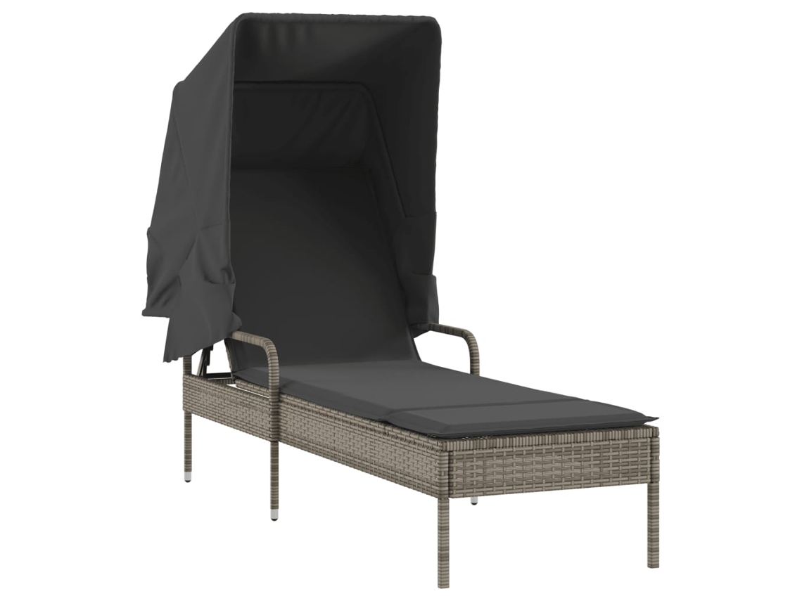Tumbona de mimbre gris con dosel MAISON EXCLUSIVE