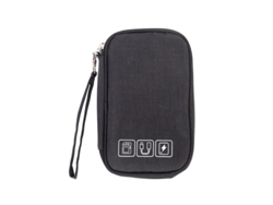 Bolsa Organizadora Negra Para Accesorios Electrónicos: Cables De Datos, Cargadores Y Auriculares.
