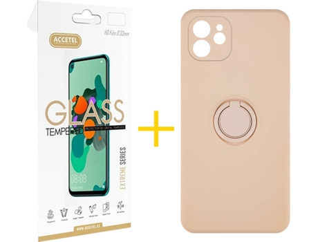 Carcasa + Protector de Pantalla para iPhone 12 Mini ACCETEL Rosa Pastel