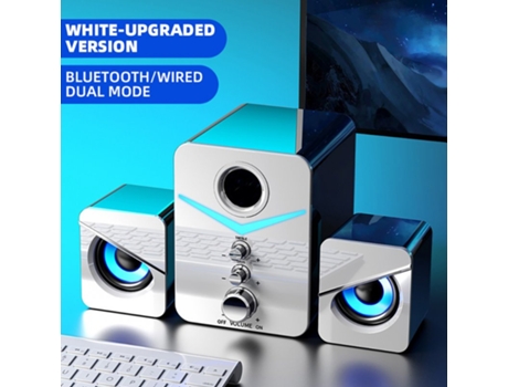 Altavoz Bluetooth D221 Computadora con cable 5.0 Combo de escritorio USB Audio Efecto de sonido Bajo Blanco