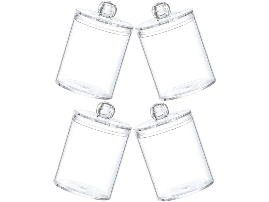 Tarro Almacenamiento Bastoncillos Algodón Transparente Tocador Organizador Maquillaje 4 Caja Baño Uds