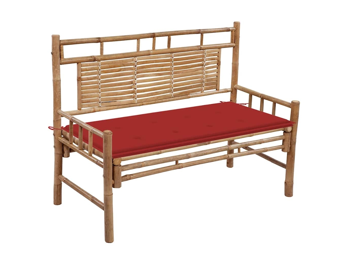 Banco de jardín VIDAXL Rojo Bambú (120 cm)
