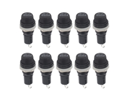 10 Portafusibles Con Tapa De Tornillo Para Montaje En Panel, Para Fusibles De Vidrio De 5x20 Mm.
