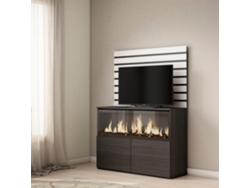 Aparador, 107x145x35 cm, Dormitorio, habitación, Chimenea eléctrica XXL, Blanco SKRAUT HOME