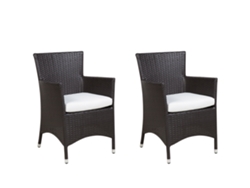 Conjunto de 2 sillas BELIANI Italy de Ratán sintético Marrón 52x52x86
