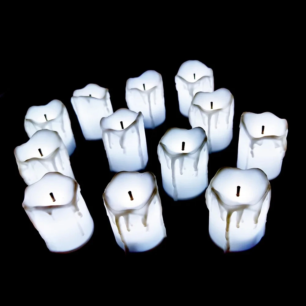 (blanco) Luz De Noche Led Sin Llama, Velocidad Ajustable, Adecuada Para Decoraciones Navideñas Y De Bodas, Funciona Con Pilas.
