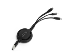 Cable De Datos De Carga Rápida Para Teléfonos Móviles Telescópico De 3 En 1 3a Con Negro