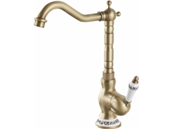 KOFIHETY Grifo de Lavabo Retro, Grifo de Baño en Latón Bronceado, Grifo Mezclador Alto para Lavabo o Fregadero, Agua Caliente y Fría