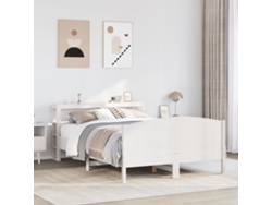 Estructura De Cama Sin Colchón Madera De Pino Blanco 135x190 Cm