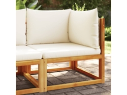 Sofá esquinero de jardín con cojines, madera maciza de acacia, DKD Home Decor
