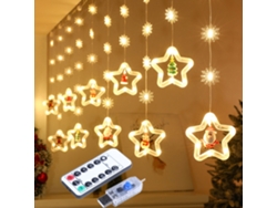 Luces navideñas LED con estrella, muñeco de nieve y Papá Noel