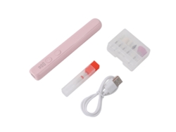 Taladro eléctrico portátil para uñas Rebe de 30.000 rpm con luz LED, herramienta profesional para manicura y pedicura para uso doméstico y profesional, color rosa.