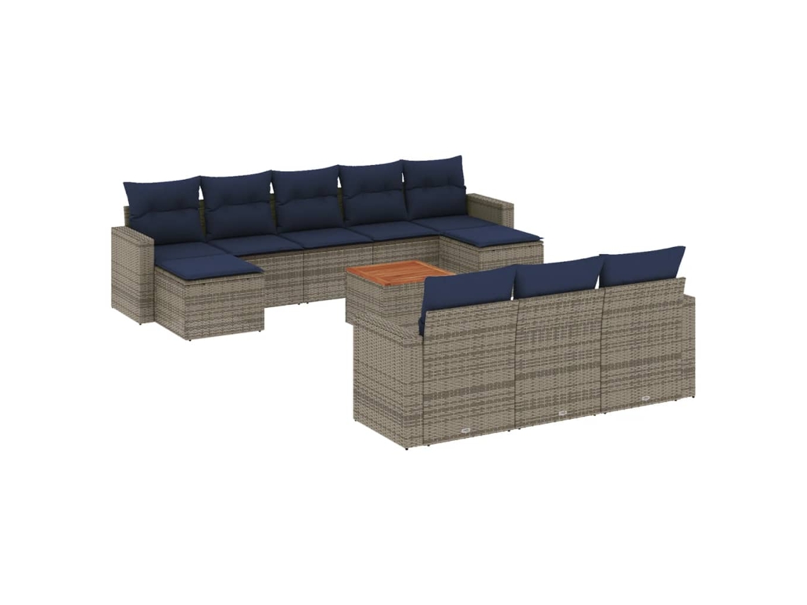 Maison Exclusive - Conjunto De Sofá De Jardín De 11 Piezas Con Cojines, Poliratán Gris