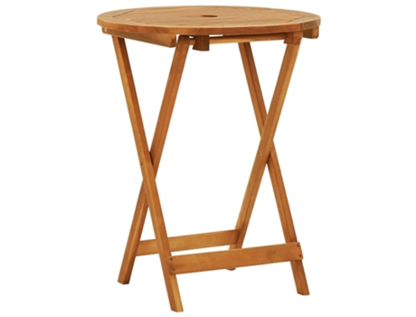 MAISON EXCLUSIVE Mesa jardín plegable madera maciza de eucalipto Ø60x75 cm
