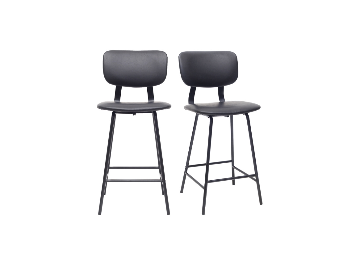 Bancos de bar vintage pretos com pernas de metal 65 cm lote de 2 Lab MILIBOO