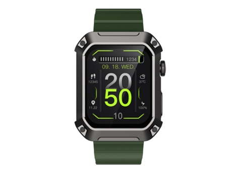 Smartwatch CHRONUS Impermeable a Natación 5ATM Deportivo Militar Resistente 1,82'' para Android y iPhone Verde