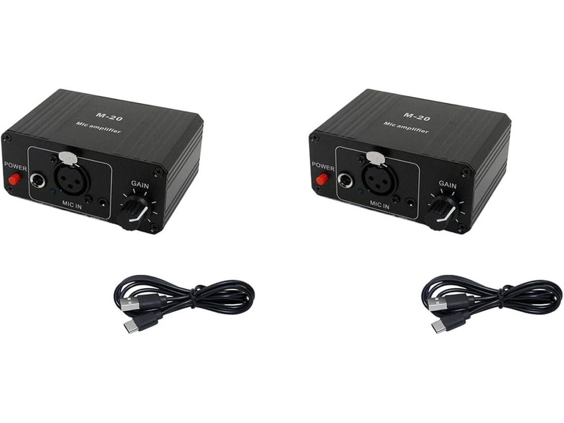 Dos Micrófonos De Condensador Dinámicos, Amplificador De Audio M-20 De 48 V, Alimentación Fantasma.