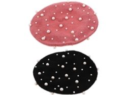 De Boina Negra Vintage De 2 Piezas Para Mujer Con Perlas, Sombreros De Lana Francesa Para Otoño E Invierno.