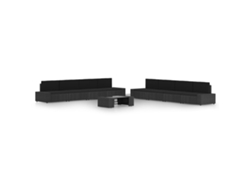 Conjunto de jardín DKD Home Decor de 9 piezas con cojines de mimbre negros