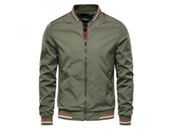 2026-chaqueta Hombre Tendencias Primavera Otoño Casual Slim Cremallera Cuello Alto Teenager Manga Corta Xxl Verde