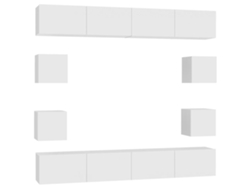 Conjunto de muebles para TV de 8 piezas de madera contrachapada blanca EXCLUSIVO DE MAISON