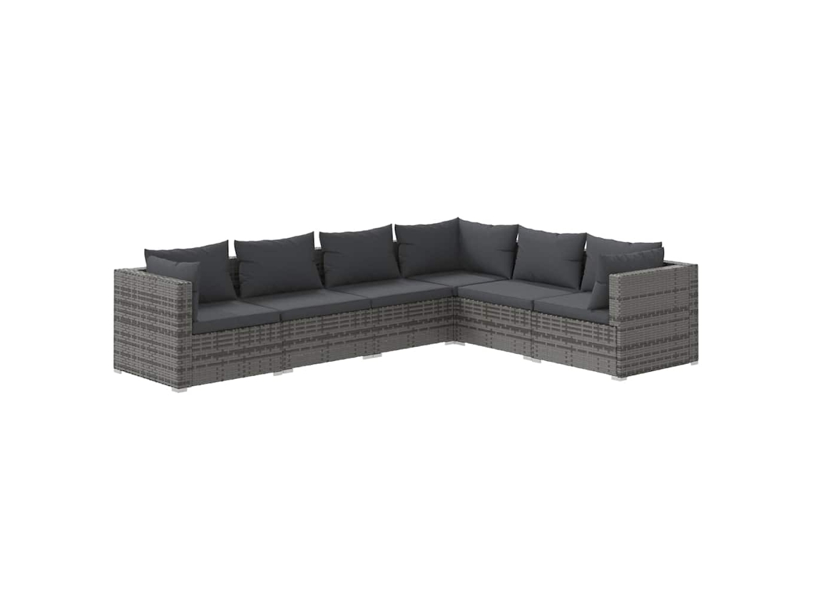Conjunto 6 de muebles de jardín VIDAXL y cojines ratán sintético gris