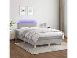 Cama Box Spring Con Colchón Tela Y Led Gris Claro 120x200 Cm