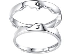 Anillos De Pareja Sol Y Luna Ajustables De Plata Antigua Para Hombre Y Mujer