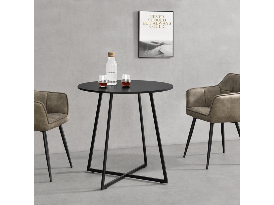 Mesa de Comedor [EN.CASA]  (Negro - Metal, MDF, Recubrimiento De Melamina - 78 x 80 cm)