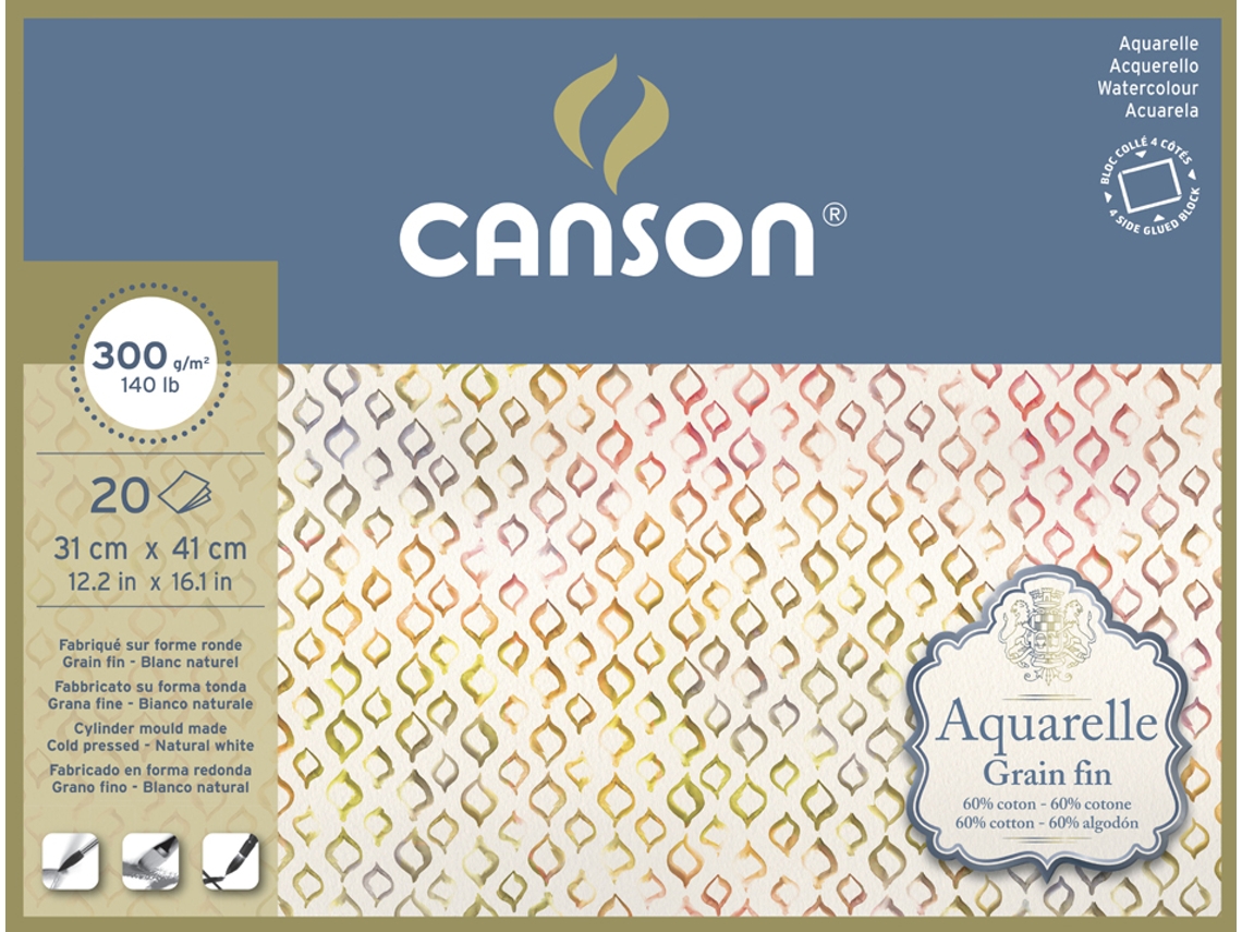 Bloco de Acuarela CANSON Acuarelas Finas 310 X 410 Mm