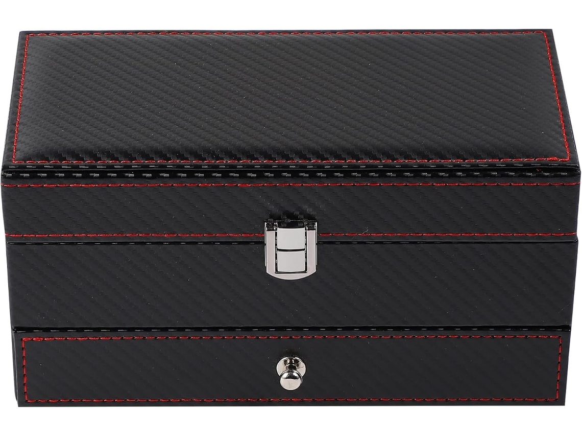 Joyería Expositora Madera Cuero Negro Resistente Fácil Limpiar Ideal Relojes Regalos Cumpleaños Caja