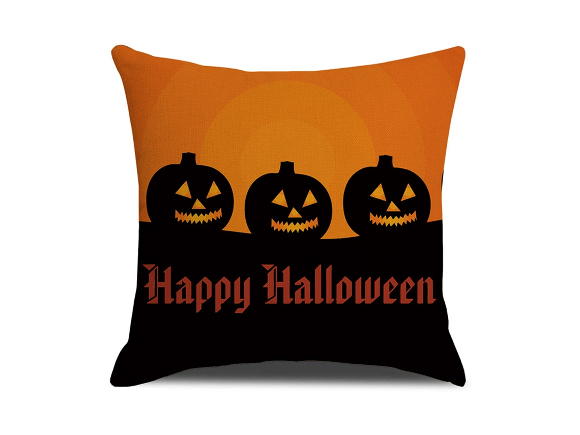 Funda de almohada de lino con impresión digital de Halloween