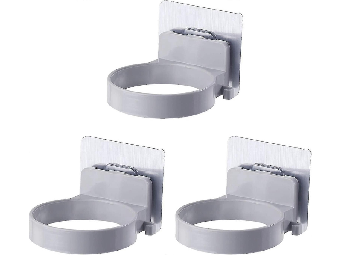 Soporte de pared para secador de pelo, 3 piezas, para armar, estante para cabello con ventosa autoadhesiva GOKOCO (gris)
