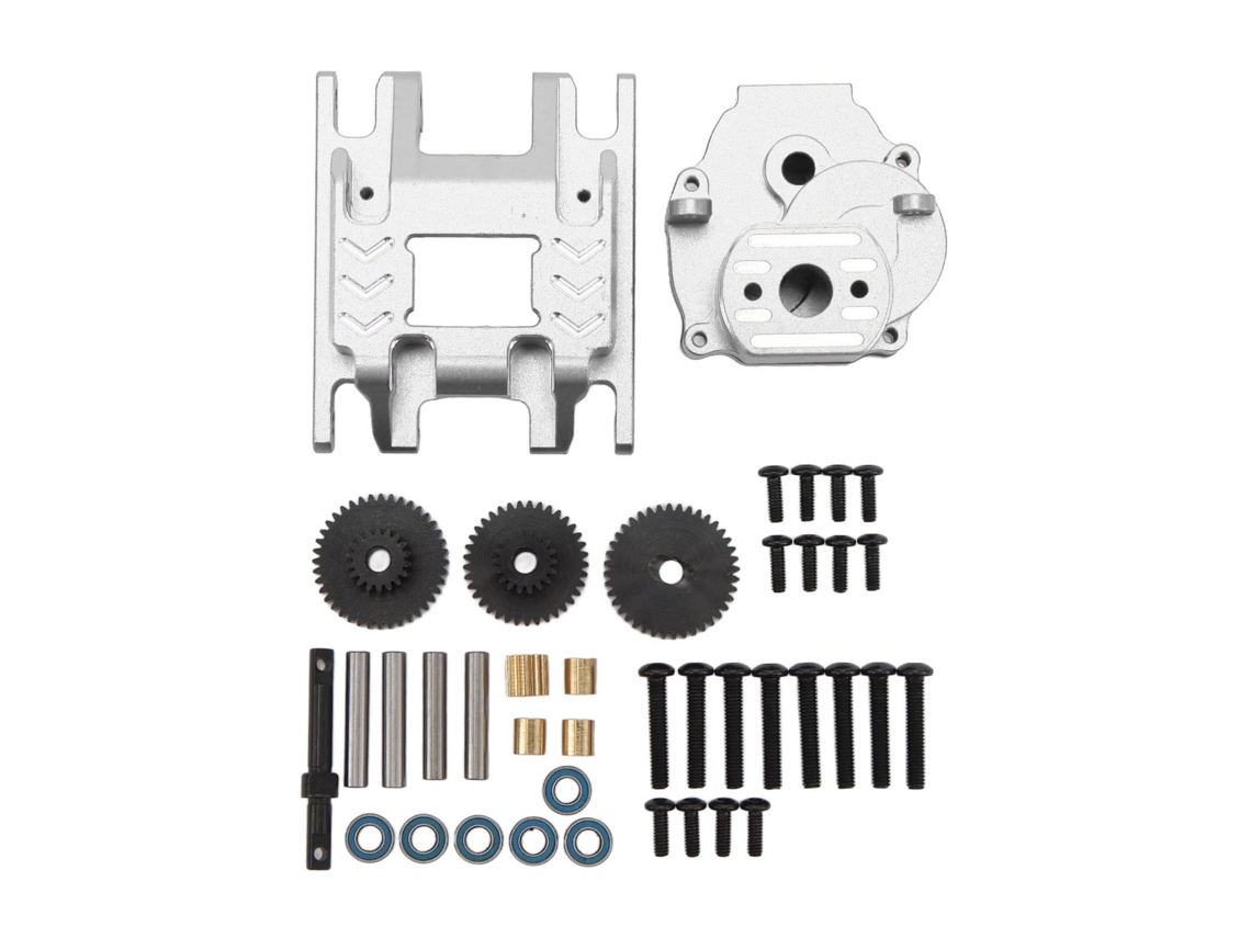 Caja De Engranajes De Aluminio Para Coches Rc Traxxas 1/18, Piezas De Mejora Con Caja Y Base, Plata