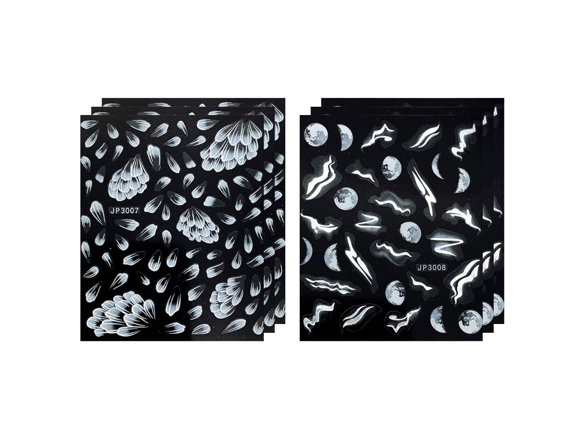 6 pegatinas para decoración de uñas, decoración DIY en relieve degradado blanco NEVEANCE