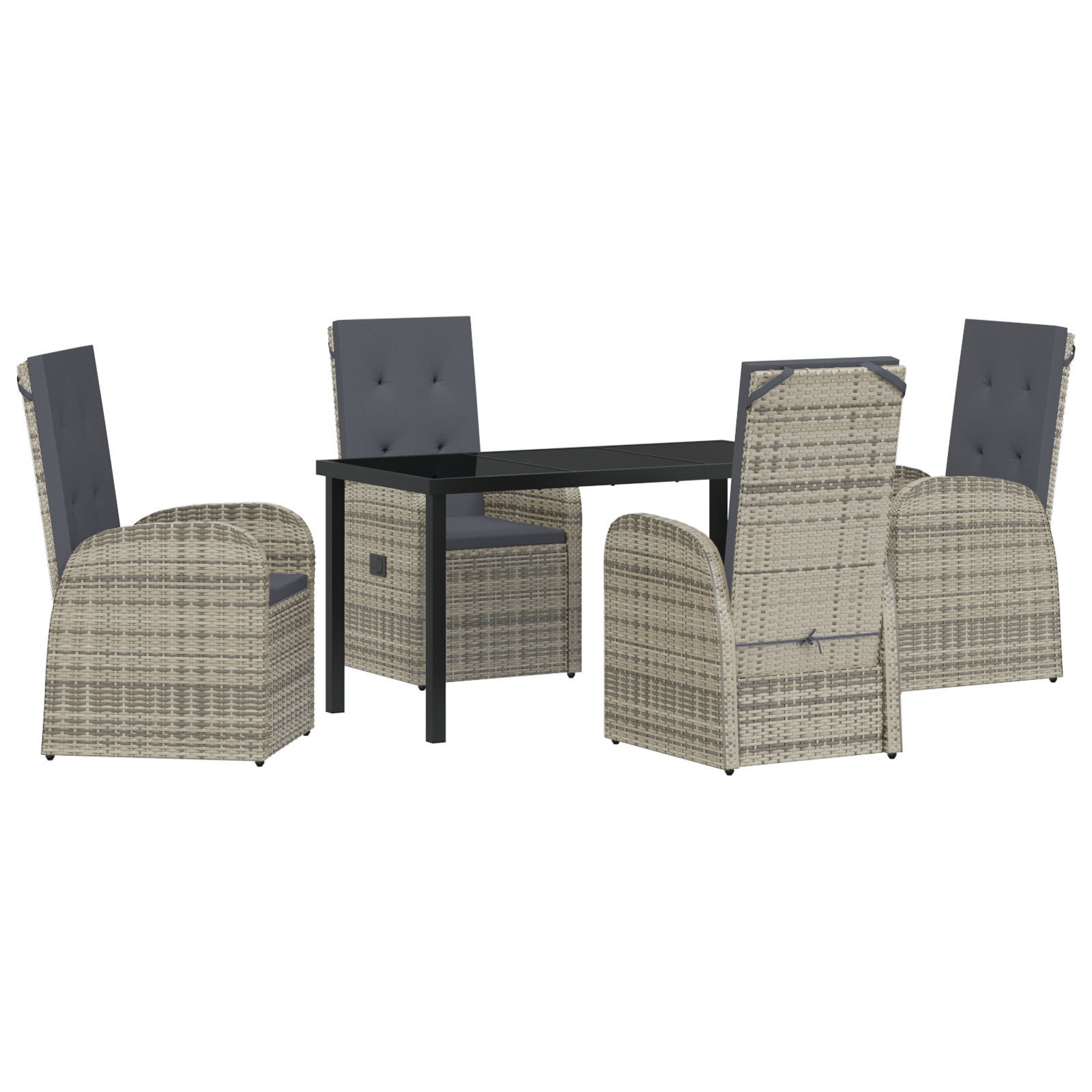 Conjunto de comedor de jardín VidaXL de 5 piezas con cojines de ratán sintético gris