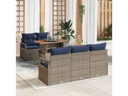 Maison Exclusive - Conjunto De Sofá De Jardín Con Cojín 6 Pcs Gris Y Azul Marino