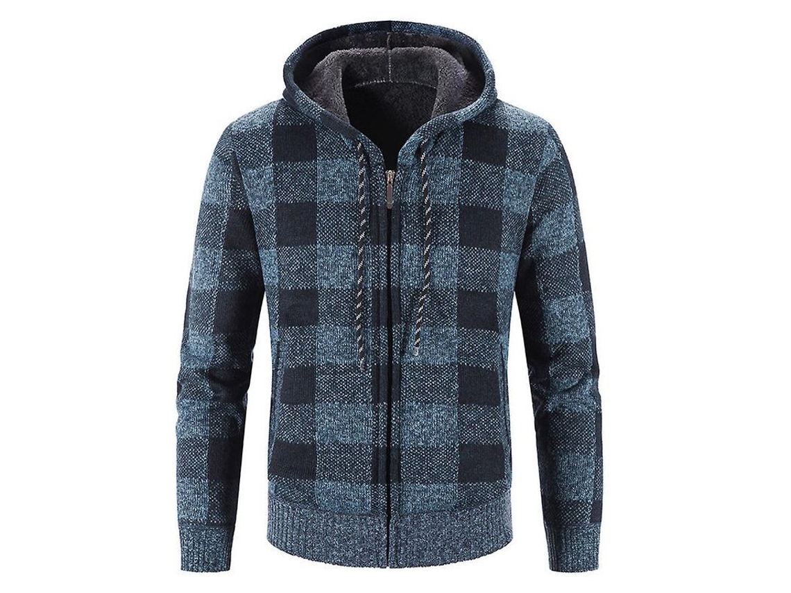 2026-suéter Con Capucha De Cuadros Grueso Mystdiy Para Hombres, Manga Larga, Ajuste Holgado, Color Contrastante, Ideal Para Invierno