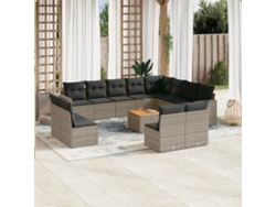 Conjunto de sofá de jardín de 13 piezas con cojines de mimbre gris DKD Home Decor