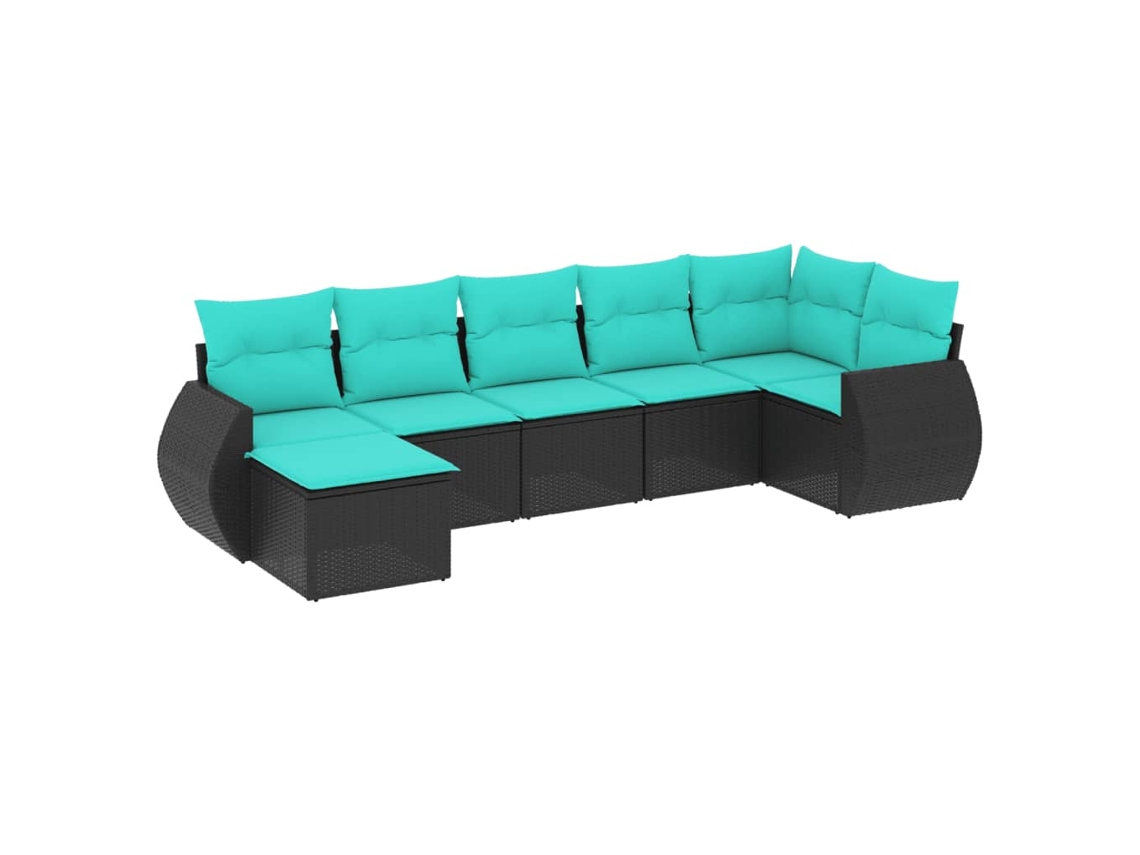 Maison Exclusive - Conjunto De Sofá De Jardín De 7 Piezas Con Cojines, De Poliratán Negro