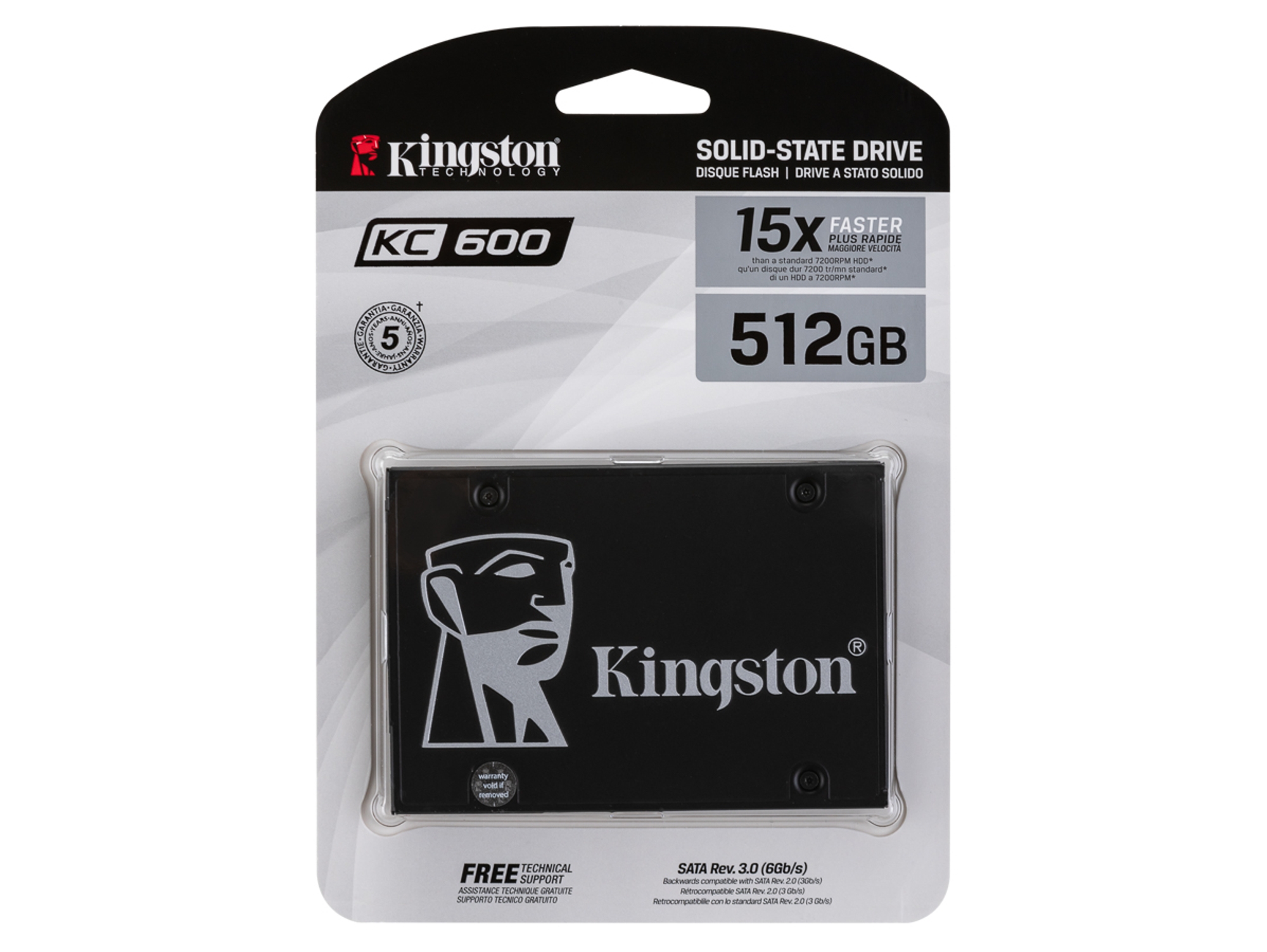 Disco SSD Interno KINGSTON 512G KC600 512G (512 GB - SATA - 550 MB/s)