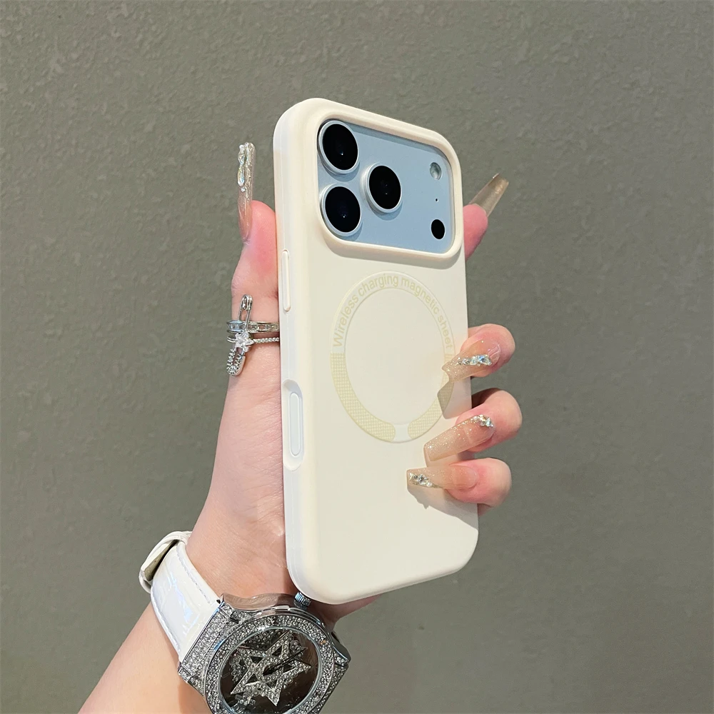 (blanco, Iphone 16 Pro) Funda Para Teléfono De Silicona Líquida Suave Con Acabado Mate, Compatible Con La Carga Inalámbrica Magnética Magsafe.